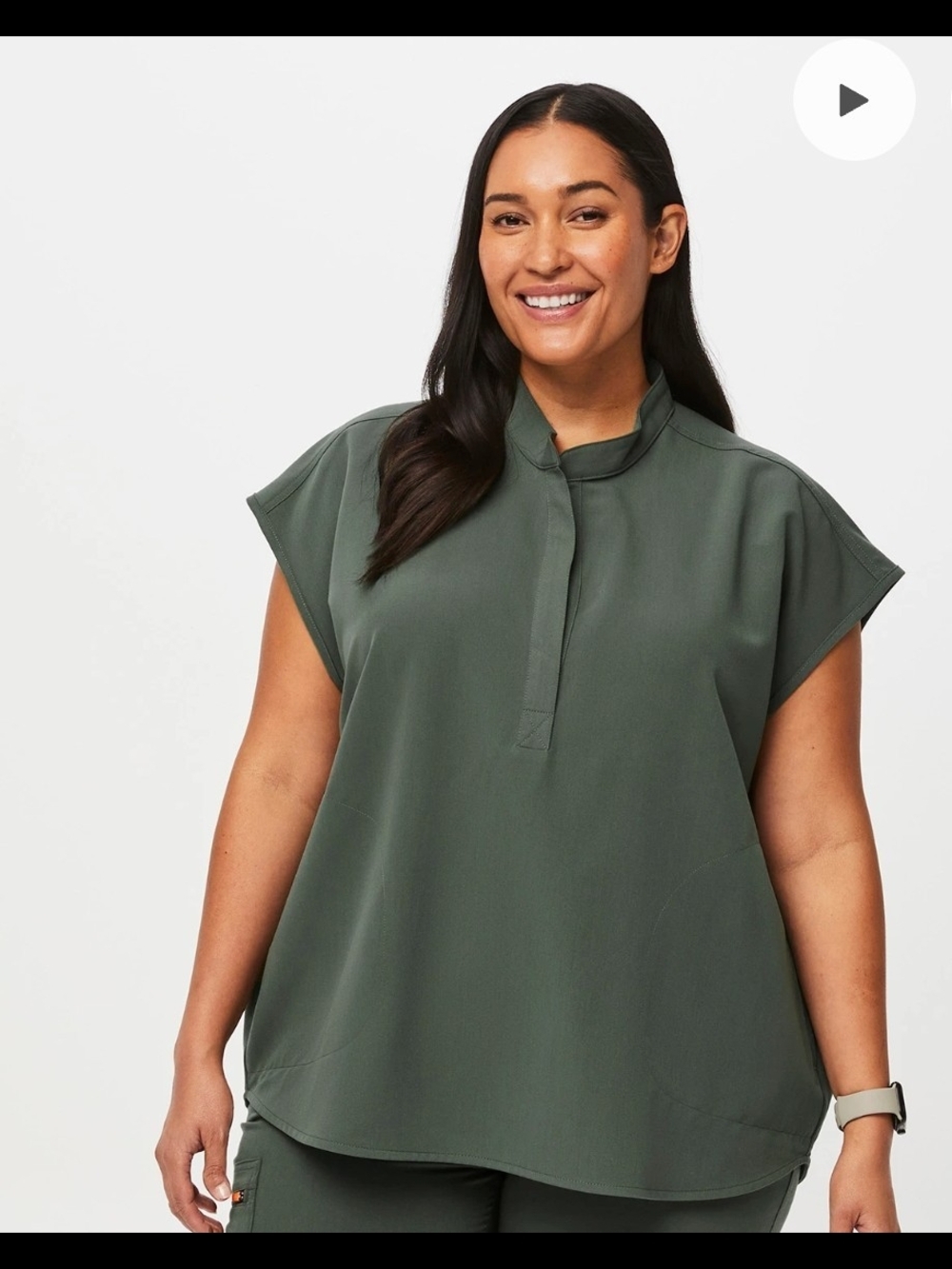 Figs Scrub Set- Rafaela Top Large, Zamora Bottom (Moss) Large Petite